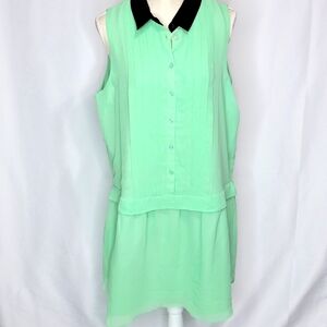 BCBGeneration‎ Mint Green Dress with Black Collar Size Large #370